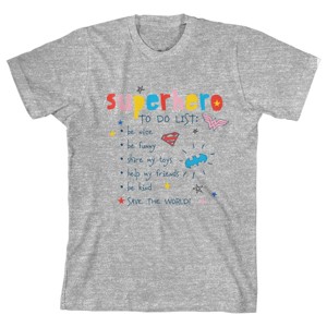 Superhero To Do List Youth Athletic Gray Graphic Tee - 1 of 1