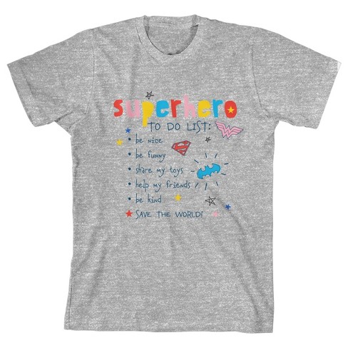 Superhero To Do List Youth Athletic Gray Graphic Tee - image 1 of 1