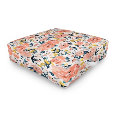 alison janssen Tropical Coral Floral Outdoor Floor Cushion - Deny Designs