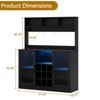 Modern LED Wine Bar Cabinet with Power Outlet — Adjustable Shelf, 9 Wine Racks, 6 Hooks, Sideboard Storage for Kitchen, Dining Room, Black - 3 of 4