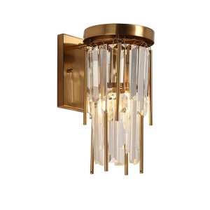LNC Athean 1-Lights 6" Luxury and Glam  Half Moom Crystal Prism Wall Lights,Polisehd Gold - 1 of 4