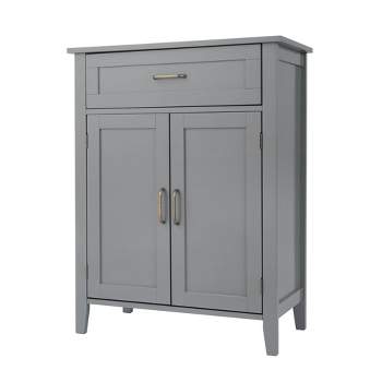 Mercer Mid Century Modern Wooden Floor Storage Cabinet Gray - Elegant Home Fashions