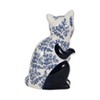 Sagebrook Home 8" Ceramic Cat Sculpture - Contemporary Vintage Style Chinoiserie Blue and White Floral Sitting Cat Statue - Cat Lover Gift - Home and - 4 of 4