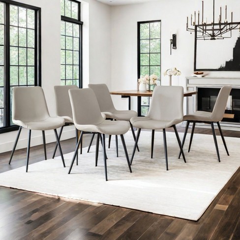 Nicbex Armless Modern Dining Chairs Set Of 6 Leather Backrest Cushion ...