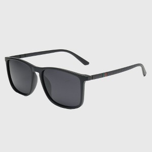 Anna-Kaci  Unisex Square Polarized Lightweight UV Protection Sunglasses - Black Frame - Black Lens - 1 of 4