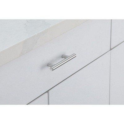 Brushed Nickel Modern Bar Pull with Mounting Hardware