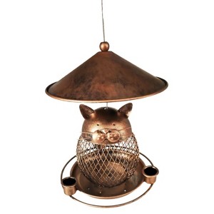 phiestina Patio Decorative Bird Feeder with Adjustable Squirrel Proof Baffle, Cat-Shaped Design, Bronze - 1 of 4