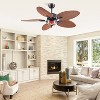 50" Downrod Ceiling Fan Palm Leaf Blades with Glass Light Cover for Farmhouse Living Room Bedroom Patio - 3 of 4