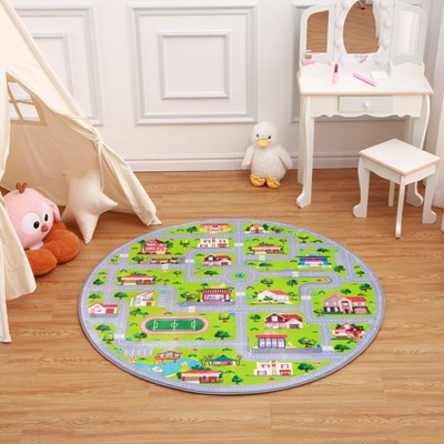 Kids Playmat Car Rug 5x7 Large Learning Nursery Rug Road & Traffic Playroom Carpet Car City Map Play Rug Non-Slip Soft for Kids Room Bedroom