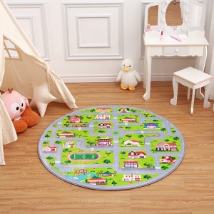 Kids Playmat Car Rug 5x7 Large Learning Nursery Rug Road & Traffic Playroom Carpet Car City Map Play Rug Non-Slip Soft for Kids Room Bedroom - 1 of 4