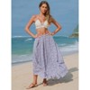 EXLURA Womens Elastic High Waist Flared Maxi Skirts Floral Swing Midi Skirt Casual Summer Long Skirt Beach Vacation Resort - 3 of 4