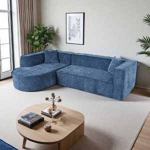 109.2" Chenille L-Shaped Modular Sectional Sofa with 2 Pillows - 1 of 4
