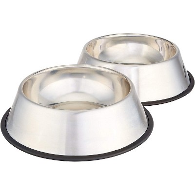 2-Pack Stainless Steel Non-Skid Pet Dog Water And Food Bowl,, Each Holds Up to 4 Cups