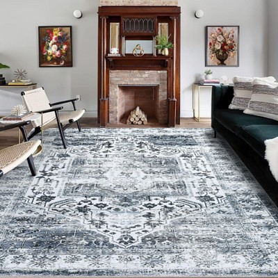 Vintage Distressed Area Rug 5x7 Living Room Rug Washable Floor Carpet Indoor Non Slip Stain Resistant Floor Cover Accent Rug for Bedroom Home Decor