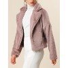 Allegra K Women's Cropped Notch Lapel Open Front Faux Fur Fluffy Coat - 2 of 4
