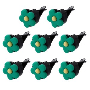 Unique Bargains Flower Shape Air Vent Clip Car Air Conditioning Outlet Trim Clip Green 8 Pcs - 1 of 4