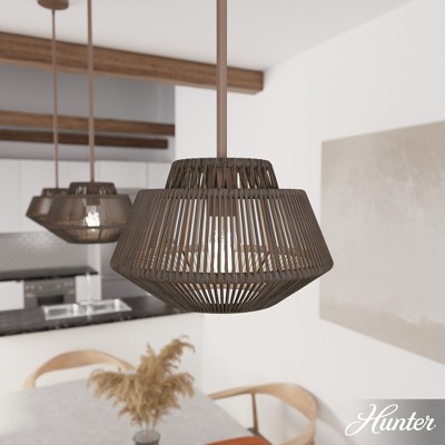 Sable Rattan Mini Pendant Light with Glass Shade