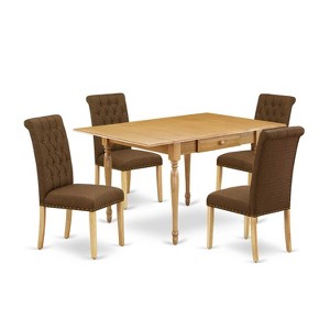HomeStock 5-Pc Natural Oak Finish Solid Wood Top - Dining Room Set with Dropleaf - Seats 4 - 1 of 4