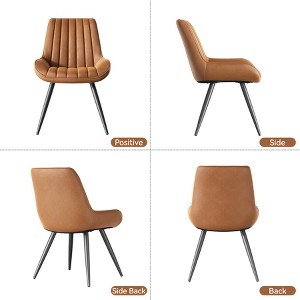 Dexmalle Set of 4 Dining Chairs with Thick Cushions,Brown - 1 of 4