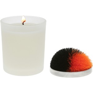 Pavilion Gift Company - Blank - Black & Orange - 5.5 oz - 100% Soy Wax Candle with Pom Pom Lid Scent: Tranquility - Flame Candles - 1 of 4