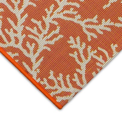 Sunset Coral Edge Flat Woven Indoor/Outdoor Mat