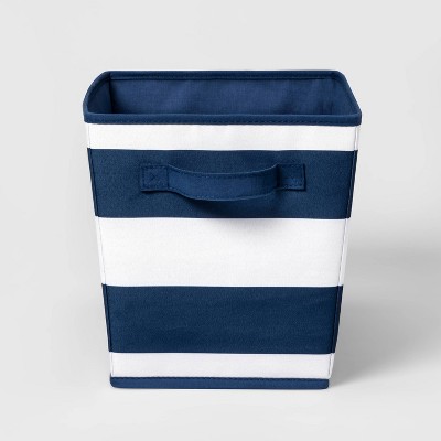 Image of Large Canvas Striped Kids' Bin Navy - Pillowfort™