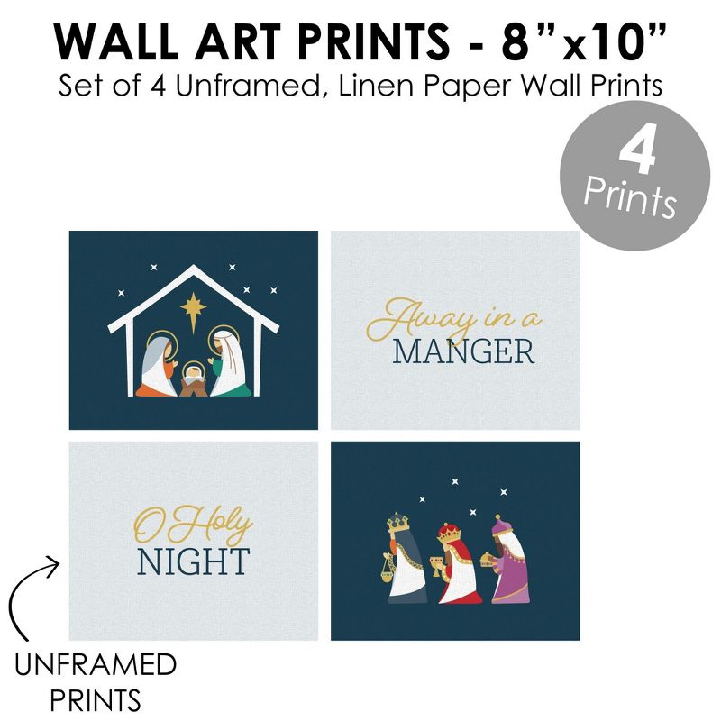 Big Dot of Happiness Holy Nativity - Unframed Manger Scene Religious Christmas Linen Paper Wall Art - Set of 4 - Artisms - 8 x 10 inches, 5 of 8