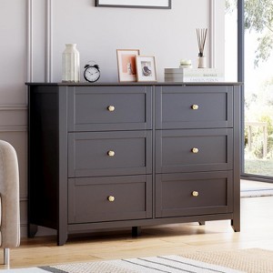 6 Chest of Drawer Dresser, Modern and Stylish Dresser, Deep Drawers and Nickel Round Handle, Wood Organizer Dresser with Ample Storage - 1 of 4