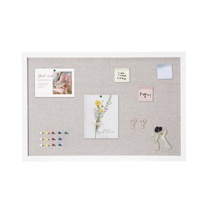 VEVOR 30"x20" White Cork Board with Linen Surface – Stylish Wall-Mounted Bulletin Board, Elegant & Functional Noticeboard - 1 of 4