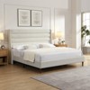 KWPZQEB Queen/King Size Bed Frame with Wave - Shaped Headboard, Upholstered Platform Bed with Wooden Slats, No Box Spring Needed, Easy Assembly, White - 3 of 4