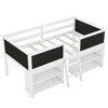 CAVINAS Twin Size Loft Bed with Storage Shelves & Blackboard/ Trundle,Wooden Bunk Bed Frame for Kids Room,Bedroom - 2 of 4