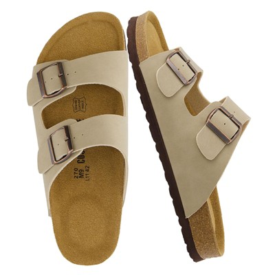 CUSHIONAIRE Men's Lane Cork Footbed Sandal with +Comfort,  Arch Support, Adjustable Straps, Casual Summer Footwear
