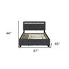 HomeRoots Black Tufted Upholstered Lighted Queen Bed Frame With Trundle And USB And Drawers - 3 of 4