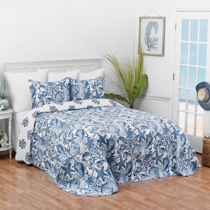 C&F Home Blue Coast Shells Cotton Quilt Set   - Reversible and Machine Washable, 3 of 10