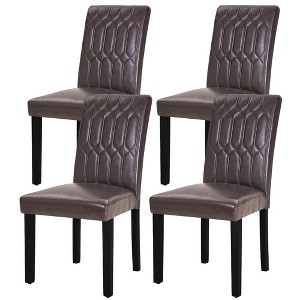 VECELO Dining Chairs Set of 2/4/6 Parsons Chairs with Solid Back Upholstered Dining Chairs Brown/Beige/Coffee - 1 of 4
