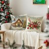 4pcs Christmas Pillow Covers 18x18 Inch Red Pillow Covers Xmas Decorations Buffalo Tree Truck (Copy) - 4 of 4