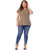 Agnes Orinda Women's Plus Size Round Neck Hollow Lace Panel Short Sleeve Casual Summer Blouses - 3 of 4