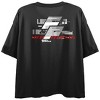 Fast & Furious Race Car Line Art Crew Neck Short Sleeve Women's Black Crop Top - 3 of 4