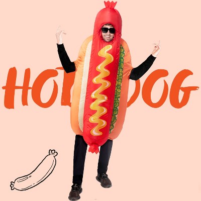 Joufy Halloween Full-Body Hot Dog Inflatable Costume for Halloween Costume Adult, Deluxe Food Themed Halloween Costume