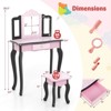 Infans Kids Vanity Set Toddler Makeup Table & Stool w/ Tri-folding Mirror Drawer - 2 of 4