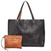 The Lakeside Collection Reversible Tote Plus Pouch - Black/Cognac - 2 of 3