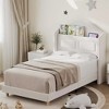 Whizmax Upholstered Twin Bed Frame with Led Lights, Velvet Platform Bed Frame with Wing Back Storage Headboard,Wood Slats Support,No Box Spring Needed - 2 of 4