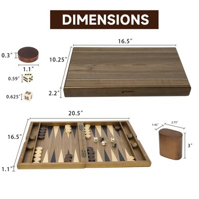 Medium Walnut and Coffee Color Wooden Backgammon Set