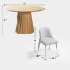 52 inch Round Natural Wood Color Dining Table with 6 White Dining chairs Suitable for Dining Room / Living Room - 4 of 4