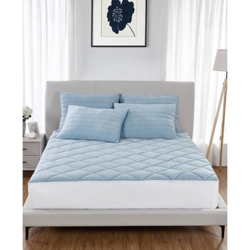 Allied Home King Below 0 Cooling 2 Mattress Pad Heathered Blue : Target