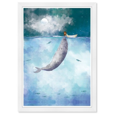 15" x 21" Over Water Surface Animals Framed Art Print - Wynwood Studio: Modern Style, Digital Art, White Plastic Frame, Wire Mount