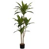 Vynxaria Artificial Plant, Tall, Dracaena Tree, Indoor, Faux, Fake, Floor, Greenery, Potted, Real Touch, Decorative, Green Leaves, Black Pot - 2 of 4