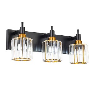 LLHZSY 3/4/5 Light Modern Bathroom Vanity Light  Dimmable Cylinder Crystal Wall Light-Black&Gold - 1 of 4