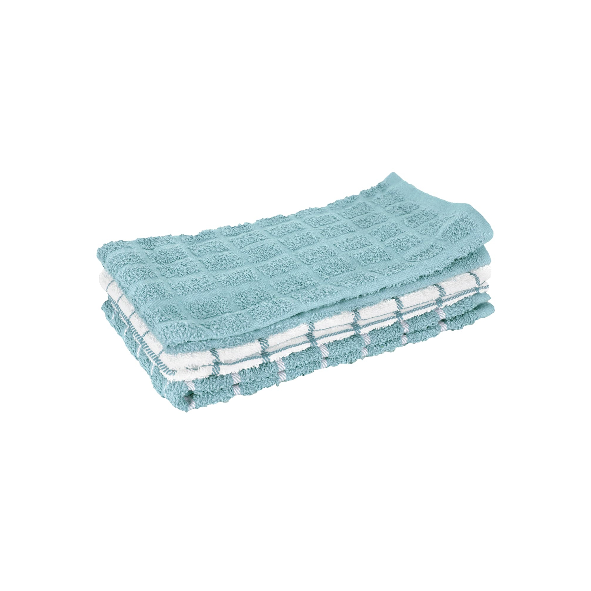 John Ritzenthaler Co. Terry Check Kitchen Towel Set 3-Pack 15" x 25" Dew