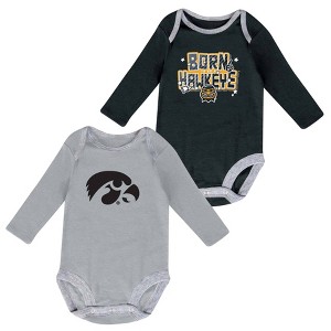 NCAA Iowa Hawkeyes Boys' 2pk Long Sleeve Bodysuit - 1 of 3